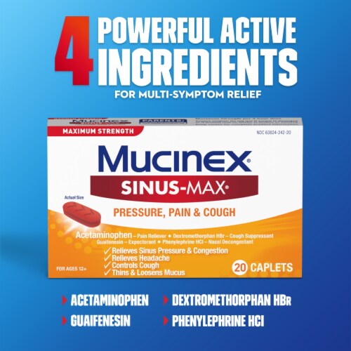 Mucinex Sinus Max Maximum Strength Pressure Pain & Cough Caplets Perspective: top