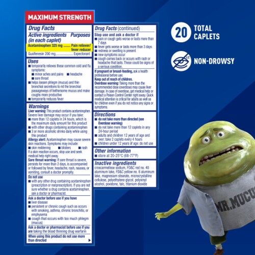 Mucinex® Rapid Clear™ Pain Headache & Mucus Relief Acetaminophen Caplets Perspective: top