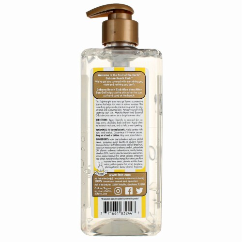 Fruit Of The Earth Aloe Vera With Manuka Honey & Essential Oils After Sun Gel, 16 oz Perspective: top