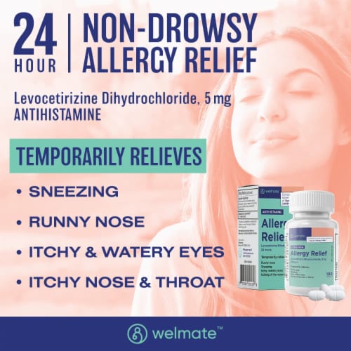 Welmate Allergy Relief Levocetirizine 5 mg 180 Count, 180 (0.14