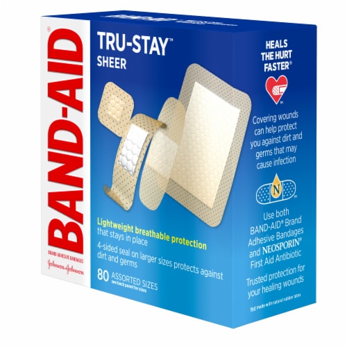 Band-Aid Brand Tru-Stay Sheer Assorted Sizes Adhesive Bandages, 80