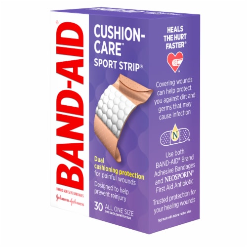 BAND-AID Brand Cushion Care Sport Strip Adhesive Bandages Perspective: top