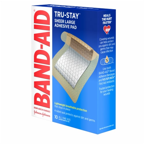 Band-Aid Brand Tru-Stay Adhesive Pads, Large Sterile Bandages Perspective: top