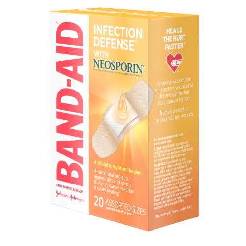 BAND-AID Brand Infection Defense With Neosporin Assorted Sizes Adhesive Bandages Perspective: top