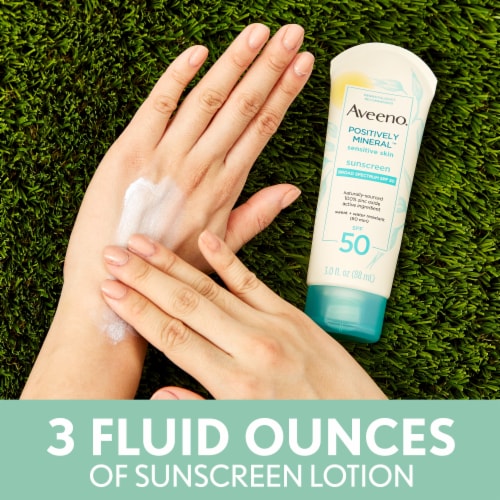 Aveeno Positively Mineral Sensitive Sunscreen Lotion SPF 50 Perspective: top