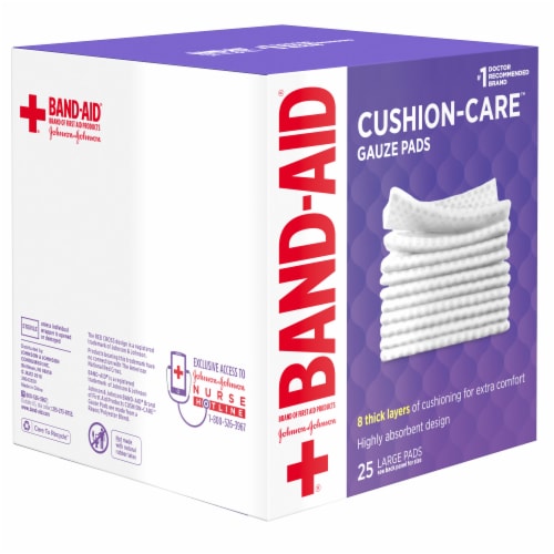 BAND-AID Brand Large Cushion Care Thick Gauze Pads Perspective: top