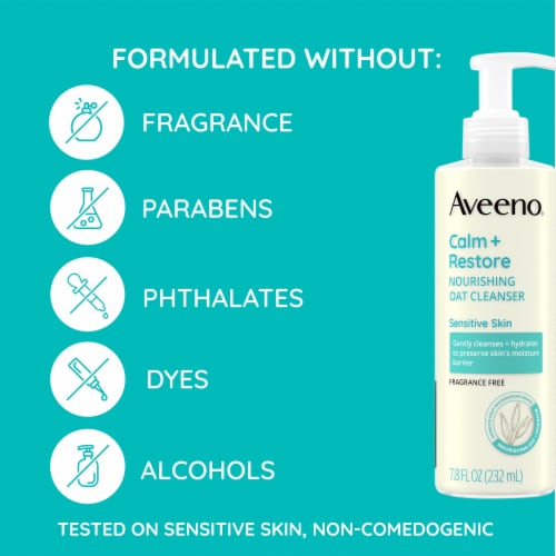Aveeno Calm + Restore Nourishing Oat Face Wash Fragrance-Free for Sensitive Skin Perspective: top