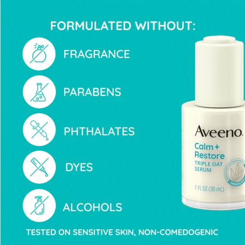 Aveeno Calm + Restore Triple Oat Hydrating Face Serum Fragrance-Free for Sensitive Skin Perspective: top