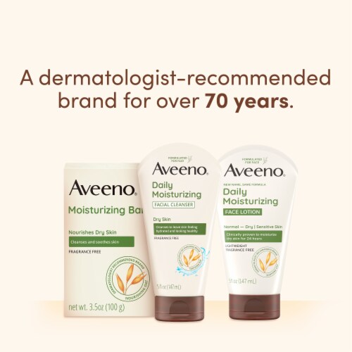 Aveeno Daily Moisturizing Facial Cream Fragrance-Free Prebiotic Oat for Dry Skin Perspective: top