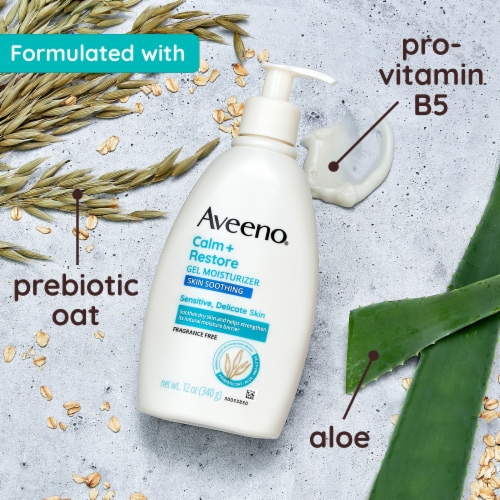 Aveeno Calm + Restore Gel Body Moisturizer Fragrance-Free for Sensitive Skin with Prebiotic Oat Perspective: top