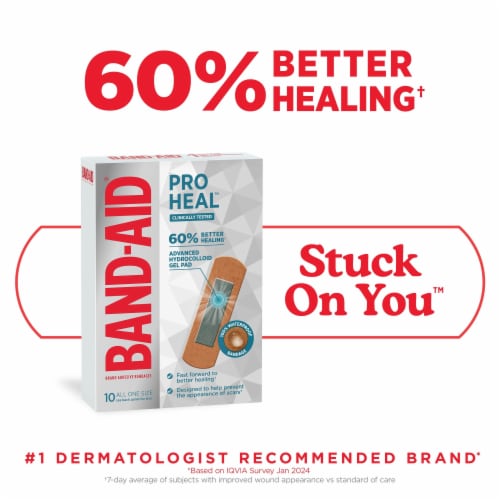 Band-Aid Hydrocolloid Pad All One Size Pro Heal Bandages Perspective: top