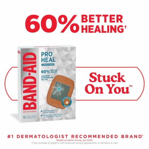 Band-Aid Brand Extra Large Pro Heal Bandages + Hydrocolloid Pads Perspective: top