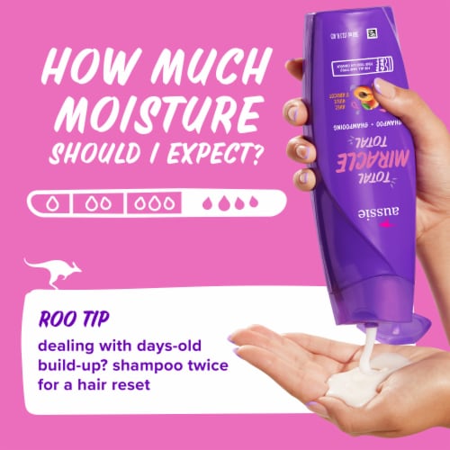 Aussie Total Miracle Shampoo with Apricot and Macadamia Oil Paraben Free for Dry Damaged Hair Perspective: top