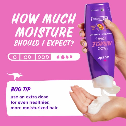 Aussie Total Miracle Conditioner with Apricot and Macadamia Oil Paraben Free for Dry Damaged Hair Perspective: top