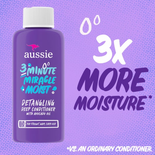 Aussie 3 Minute Miracle Moist Deep Conditioner with Avocado Oil Paraben and Sulfate Free Travel Size Perspective: top