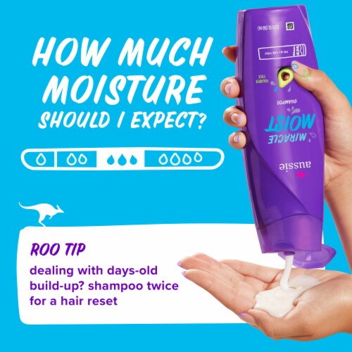 Aussie Miracle Moist Shampoo with Avocado Oil Paraben Free Perspective: top