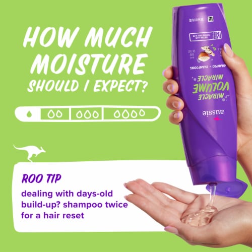 Aussie Miracle Paraben-Free with Plum & Bamboo Volume Shampoo Perspective: top