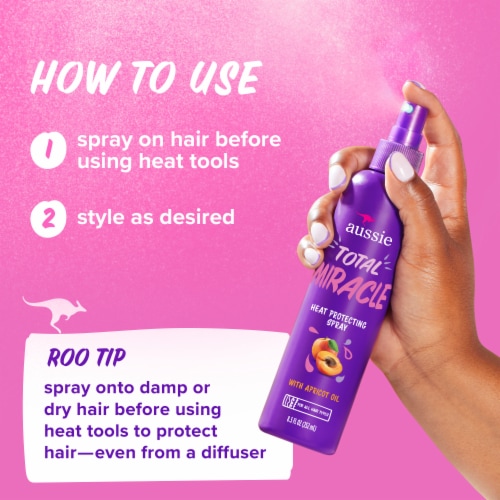 Aussie Total Miracle Heat Protecting Spray for All Hair Type Perspective: top