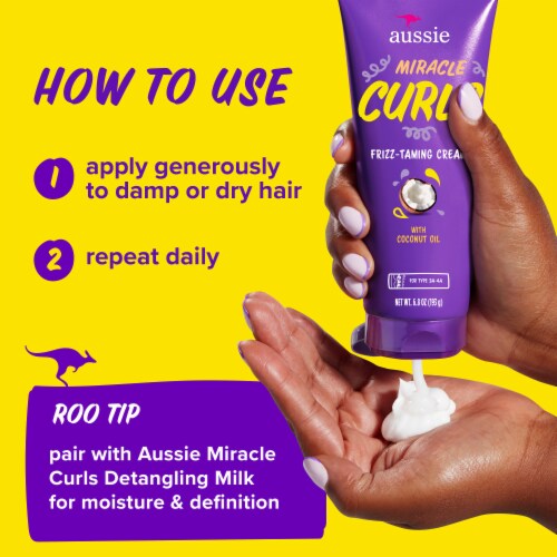 Aussie Miracle Curls Frizz Taming Curl Cream with Coconut and Jojoba Oil Perspective: top