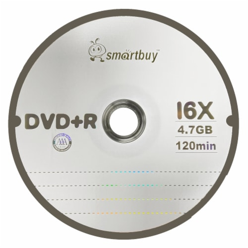 100 Pack Smartbuy 16X DVD+R 4.7GB Logo Top (Non-Printable) Data Video Blank Recordable Disc Perspective: top