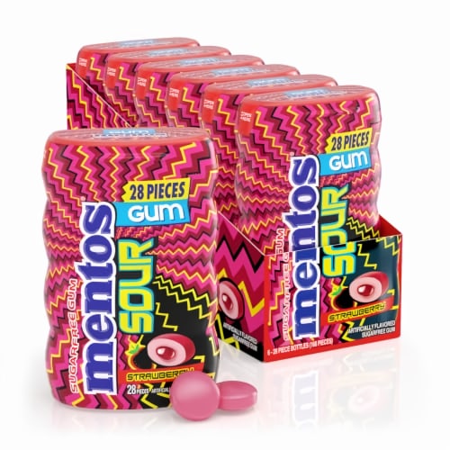 Mentos Sour Strawberry Gum (Pack of 8) Perspective: top