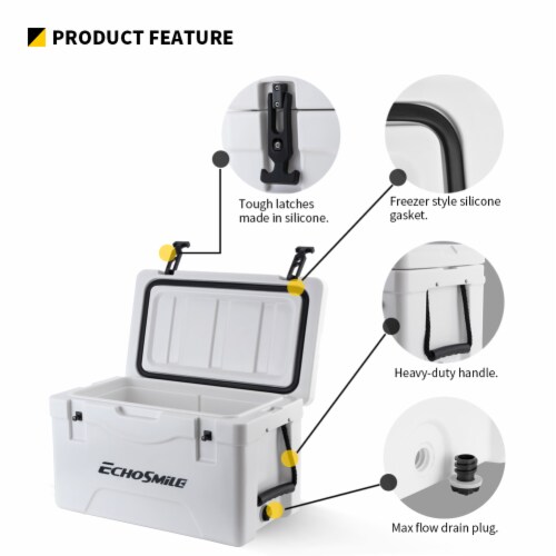 EchoSmile 30 Quart White Rotomolded Cooler Perspective: top