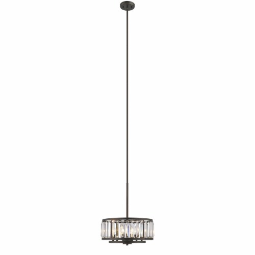 Contemporary 6 Light Metal 16 Ceiling Pendant with Crystal Accents, Silver Perspective: top