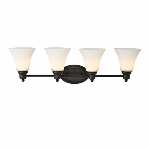 Lighting JANET Contemporary 4 Light Rubbed Bronze Bath Vanity Fixture 30 Width Perspective: top