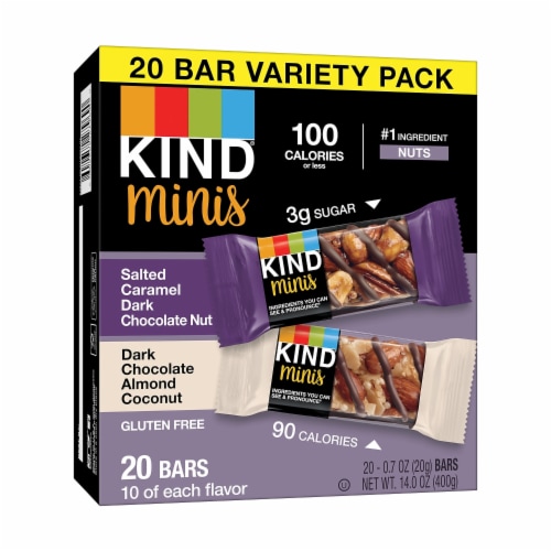 Kind 27970 0.7 oz Minis, Salted Caramel & Dark Chocolate Nut Chocalate - Pack of 20 Perspective: top
