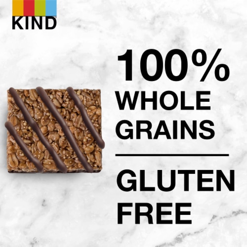 KIND HEALTHY GRAINS Gluten Free Drizzled Dark Chocolate Peanut Butter Whole Grain Snack Bars Perspective: top