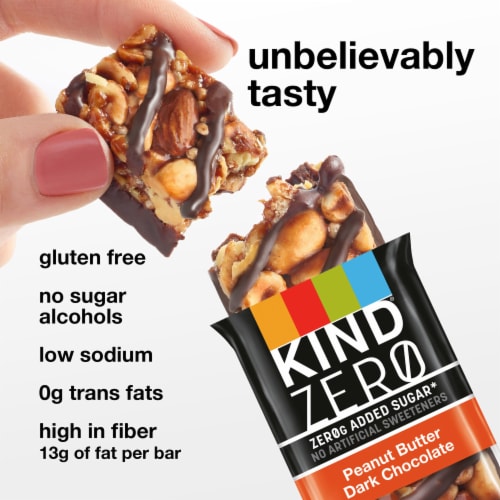 KIND ZERO Peanut Butter Dark Chocolate Nut Bars Perspective: top
