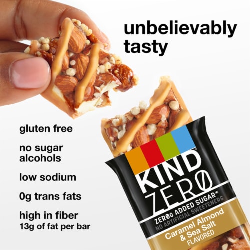 KIND ZERO Caramel Almond & Sea Salt Nut Bars Perspective: top