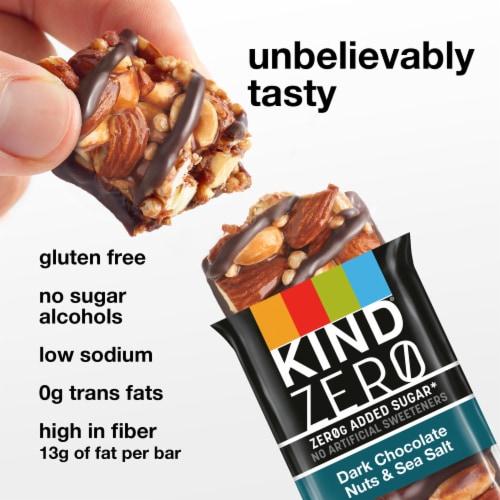 KIND ZERO Dark Chocolate Nuts & Sea Salt Nut Bars Perspective: top