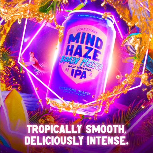 Firestone® Walker Mind Haze Brain Melter Hazy Imperial IPA Craft Beer Pack Perspective: top