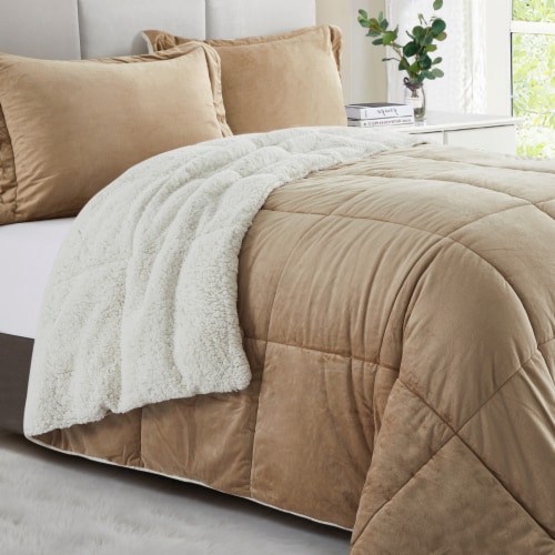 Puredown 3 Piece Sherpa Reversible Winter Comforter Set Queen King Size Soft Peacock Blue Ki King Foods Co