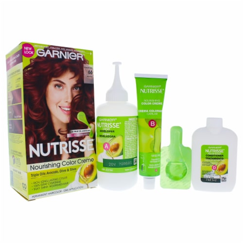 Garnier Nutrisse Nourishing Color Creme 66 True Red Hair Color 1 Application Perspective: top