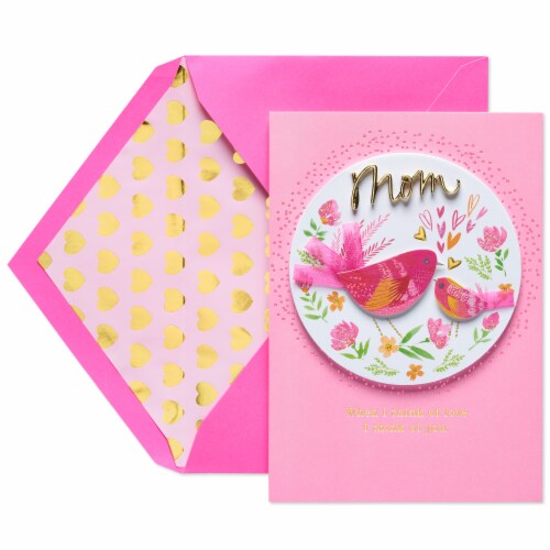 Papyrus Valentine’s Day Card for Mom (Birds with Glitter) Perspective: top