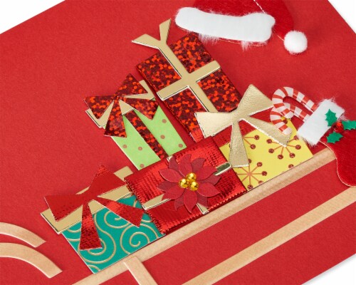 Papyrus Christmas Card (Sleigh with Presents) Perspective: top