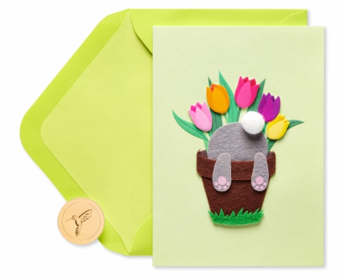 Papyrus Easter Card for Kids (Bunny in Flower Pot) Perspective: top