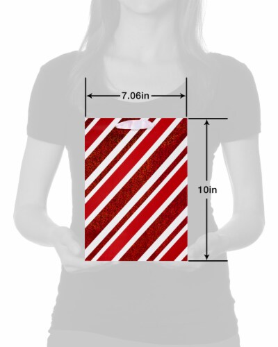 American Greetings Medium Christmas Red Stripes Gift Bag Perspective: top