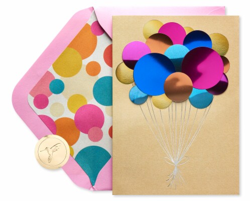 Papyrus #56 Birthday Card (Pailette Balloons) Perspective: top