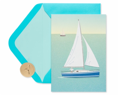Papyrus Birthday Card (Sailboat) Perspective: top