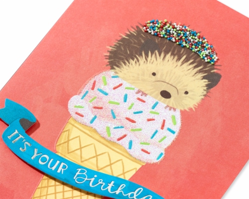 Papyrus Birthday Card - Hedgehog (#44) Perspective: top