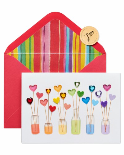Papyrus Valentine’s Day Card (Rainbow Hearts) Perspective: top
