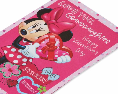 American Greetings Valentine's Day Card for Granddaughter with Stickers (Minnie Mouse) Perspective: top