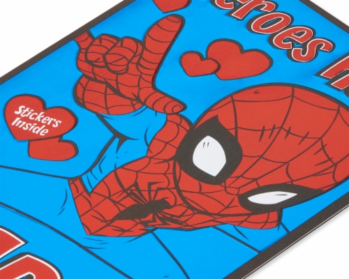 American Greetings Valentine's Day Card for Kids with Stickers (Spider-Man) Perspective: top
