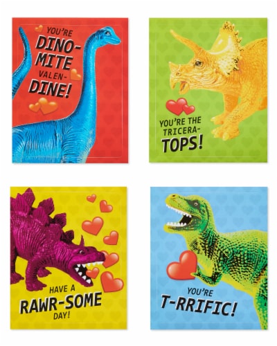 American Greetings Dinosaurs Valentine's Day Stickers Perspective: top