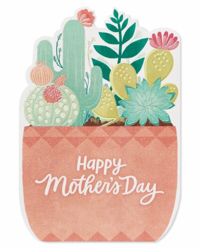 American Greetings #61 Mother's Day Card (Potted Succulents) Perspective: top