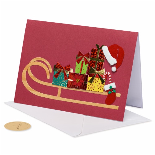 Papyrus Christmas Card #56 (Sleigh with Presents) Perspective: top