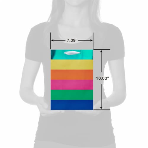 American Greetings Medium Gift Bag - Horizontal Multicolored Stripes (#5) Perspective: top